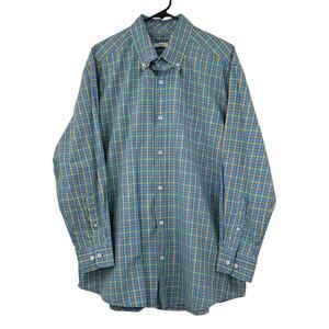 Oliver Ridley Shirt Mens Large Button Up Long Sleeves Multi Stripe Cotton Preppy
